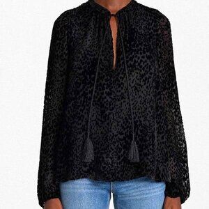 A.L.C. Royan Velvet Animal Print Burnout V Neck Blouse Sz4